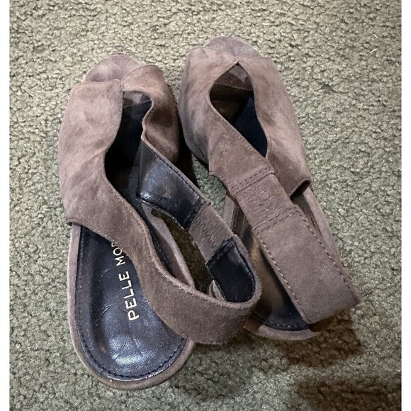 Pelle Moda Brown Suede‎ Open-Toe with Strap, 4.5 Inch Heels Size 8.5 Stiletto - Picture 3 of 9